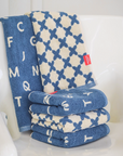 Hand Towel | Blue Alphabet