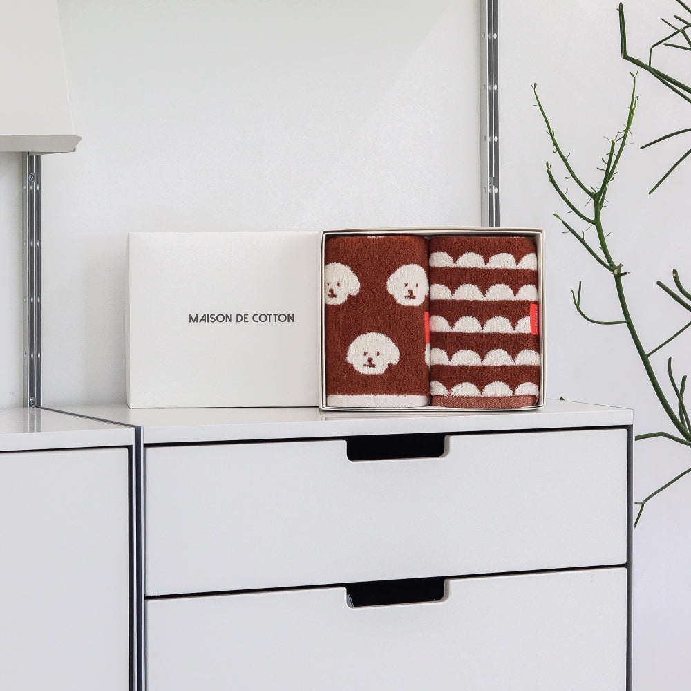 Signature Gift Set｜Set of 2 Brown Hand Towels