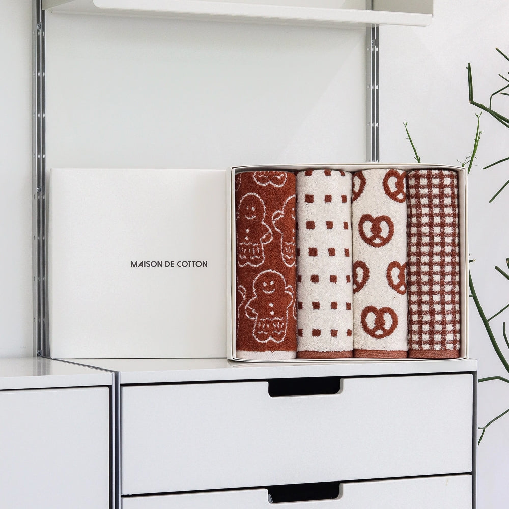 Signature Gift Set｜Set of 4 Brown Hand Towels
