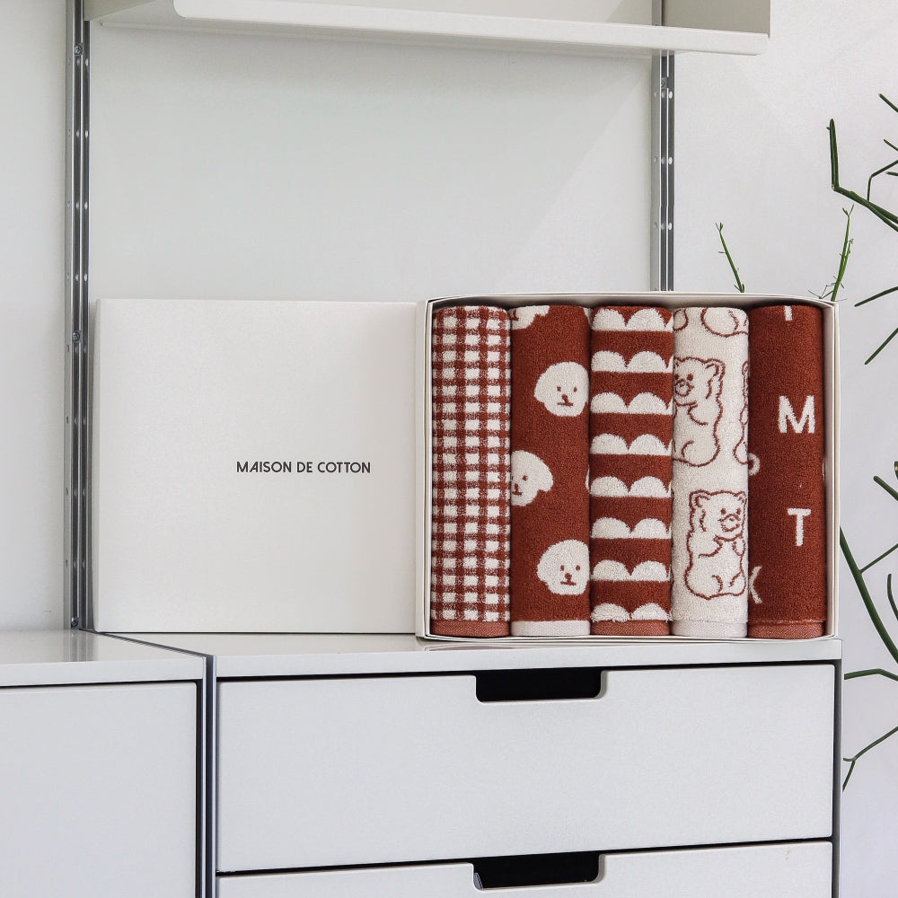 Signature Gift Set｜Set of 5 Brown Hand Towels