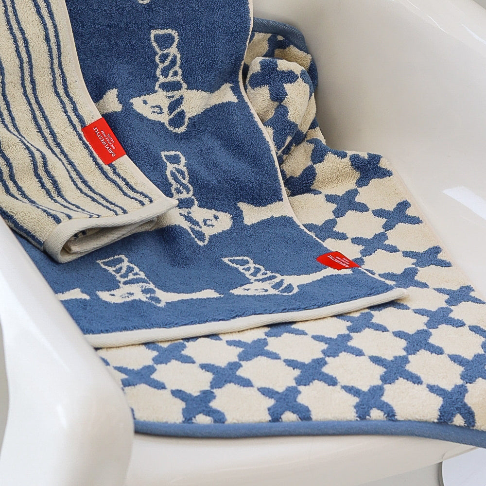 Signature Gift Set｜Set of 3 Blue Hand Towels
